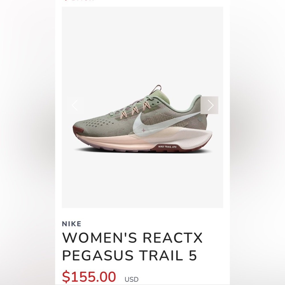 NWT Nike Women's ReactX Pegasus Trail 5
